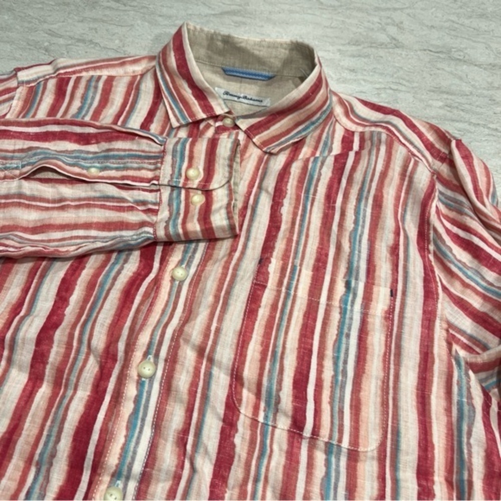 Tommy Bahama 100%‎ Linen, Striped, Colorful - Large